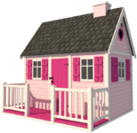 Bajka - drewniany domek w kolorze różowy