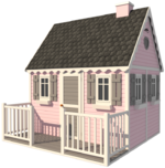 Księżniczka - drewniany domek różowy i ciemnoszary