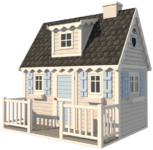 Mini Królowa - drewniany domek w kolorze szary i błękitny