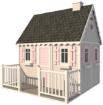 Księżniczka - drewniany domek szary i jasnoróżowy