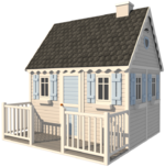 Księżniczka - drewniany domek szary i błękitny